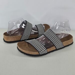 Birki’s by Birkenstock Curacao Black White Stretch Strap Sandals Women’s Size 10